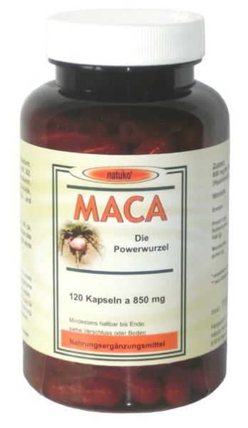 Maca Kapseln, 120 St. a 850mg aus Bio Macapulver